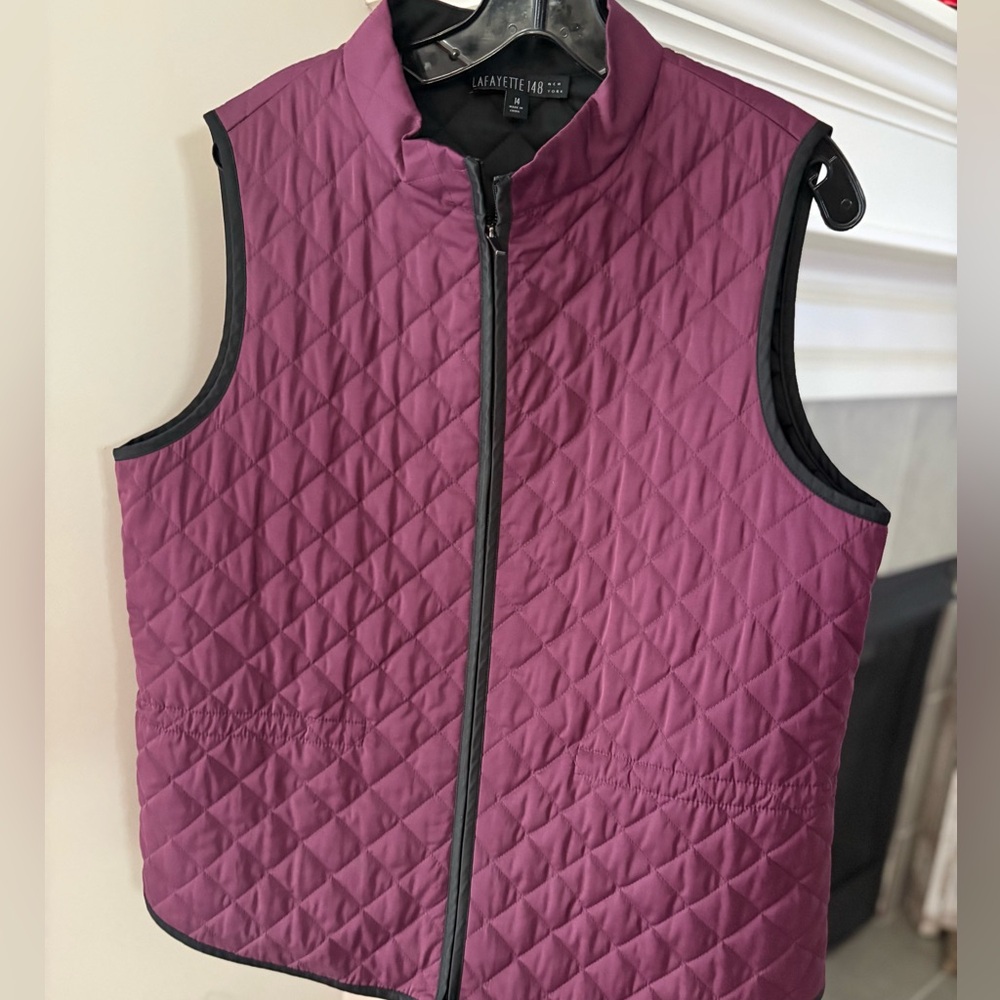 Lafayette 148 Quilted Vest in Plum